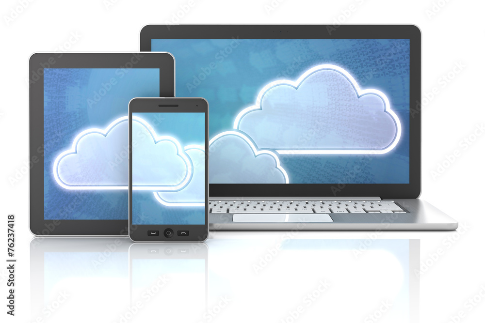 Cloud symbols on gadgets Cloud symbols on gadgets