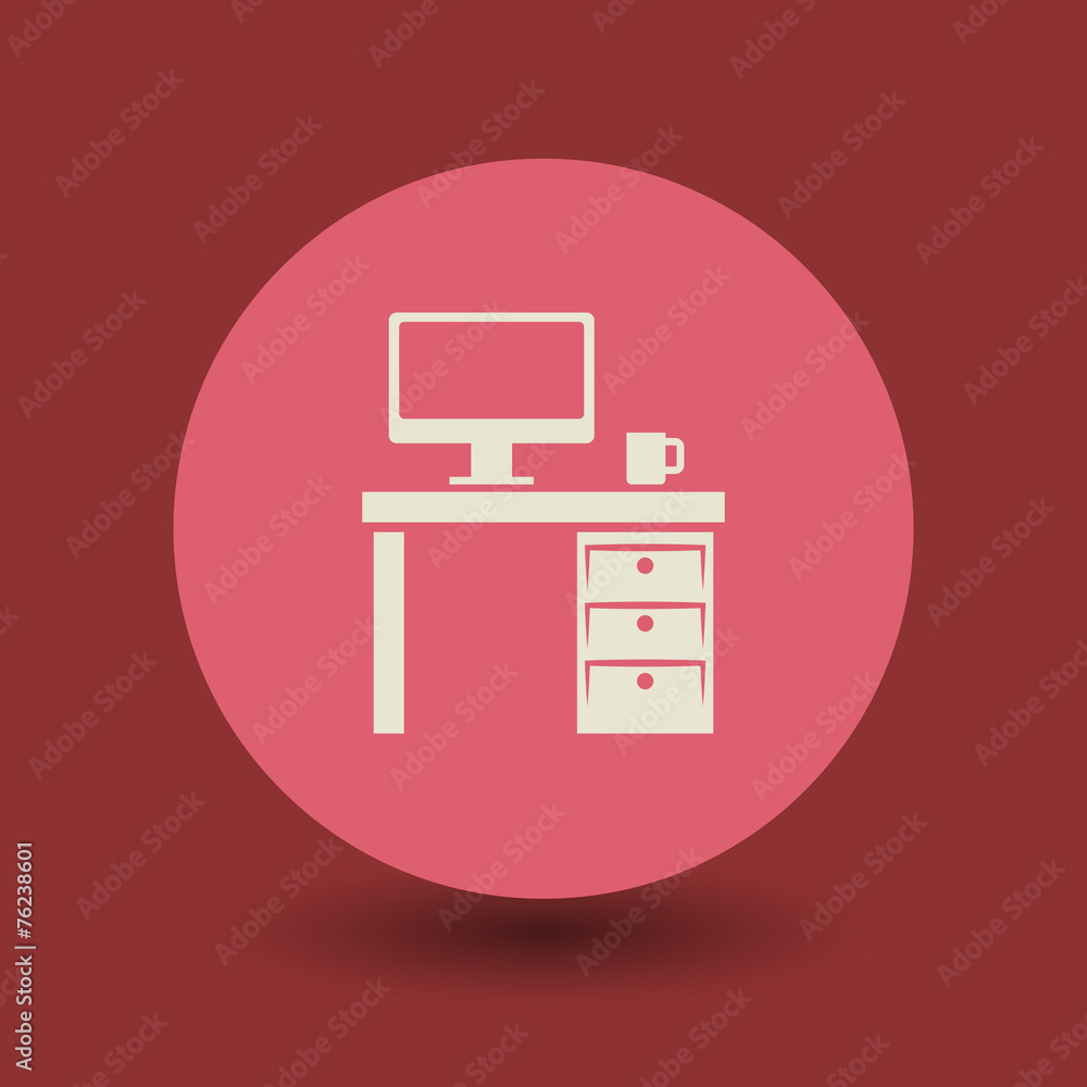 Computer table icon or sign, vector Computer table icon or sign, vector