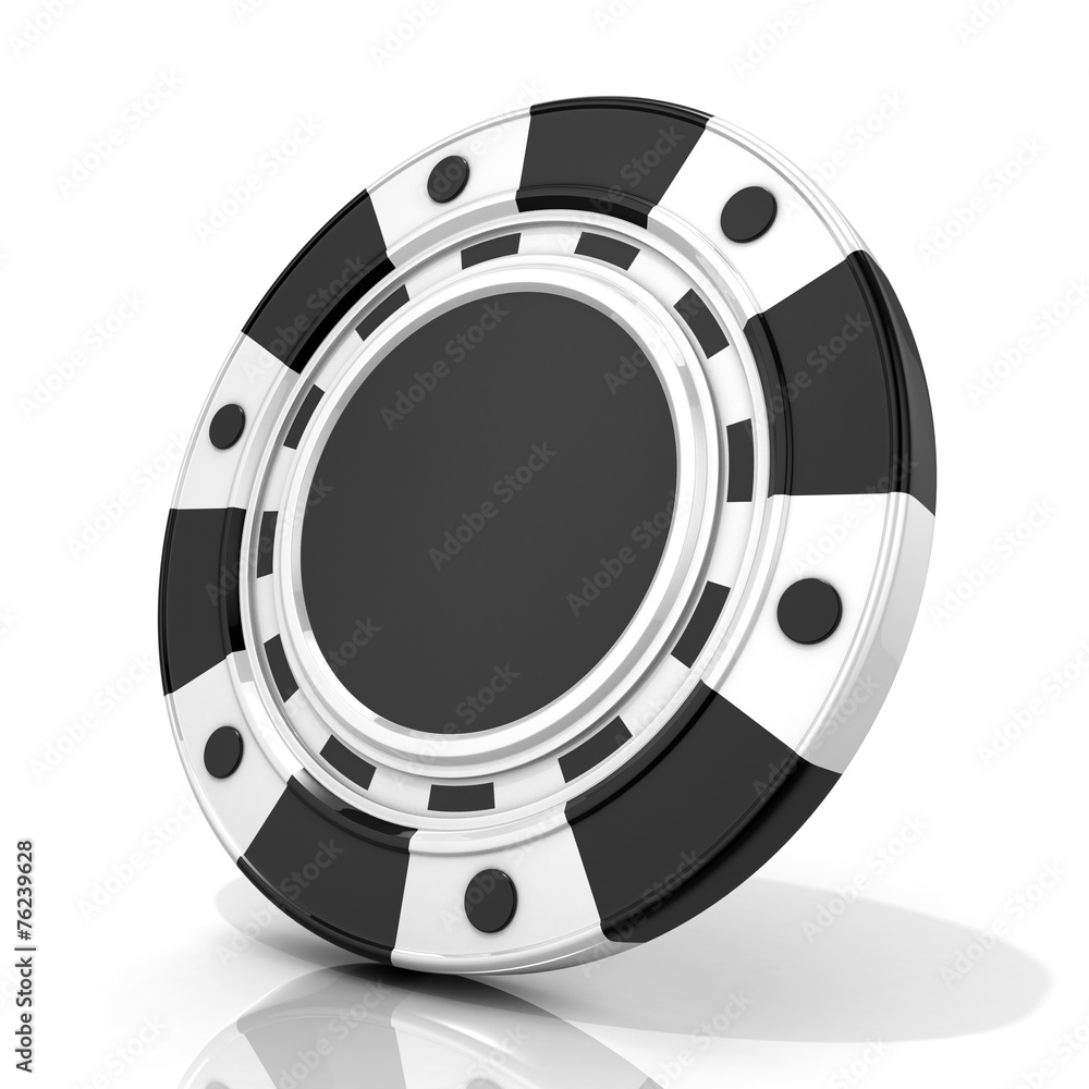 Black gambling poker chip. 3D render isolated on white Black gambling poker chip. 3D render isolated on white