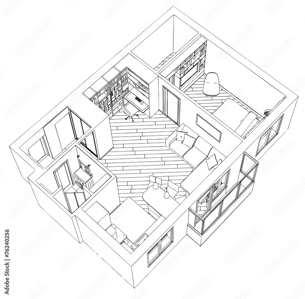 Modern interior drawing Modern interior drawing