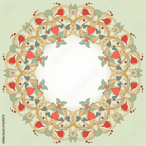 Schilderij op canvas Round vector frame with floral ornament