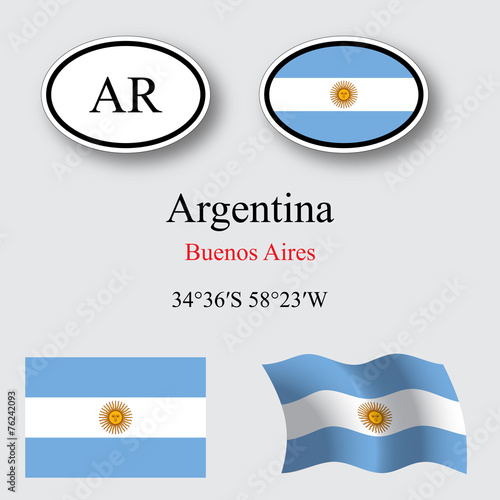 argentina flags and icons set