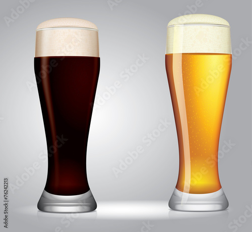 two vector glasses of beer