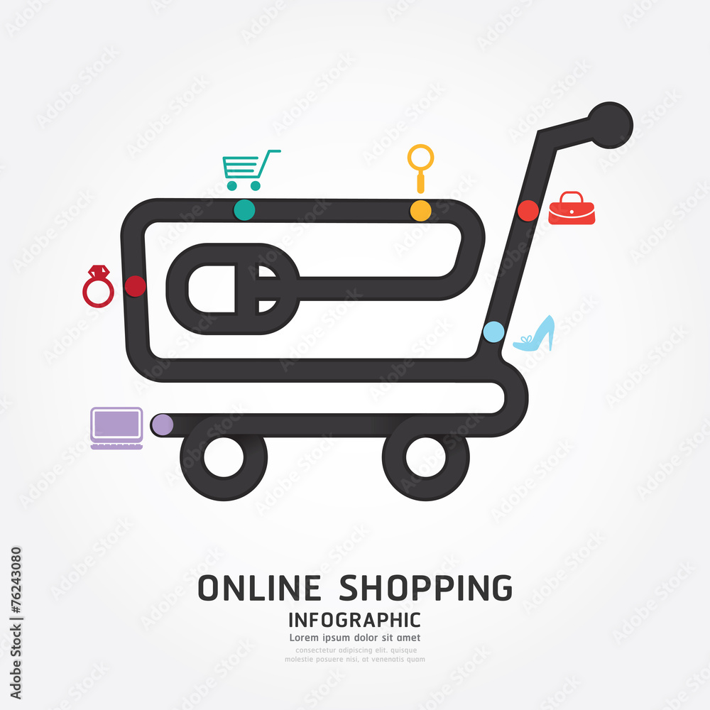 Fototapeta premium infographics vector online shopping design diagram line style.