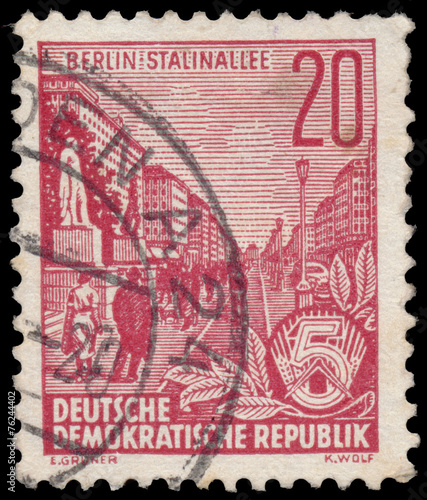Stamp printed in GDR, shows Stalin Avenue