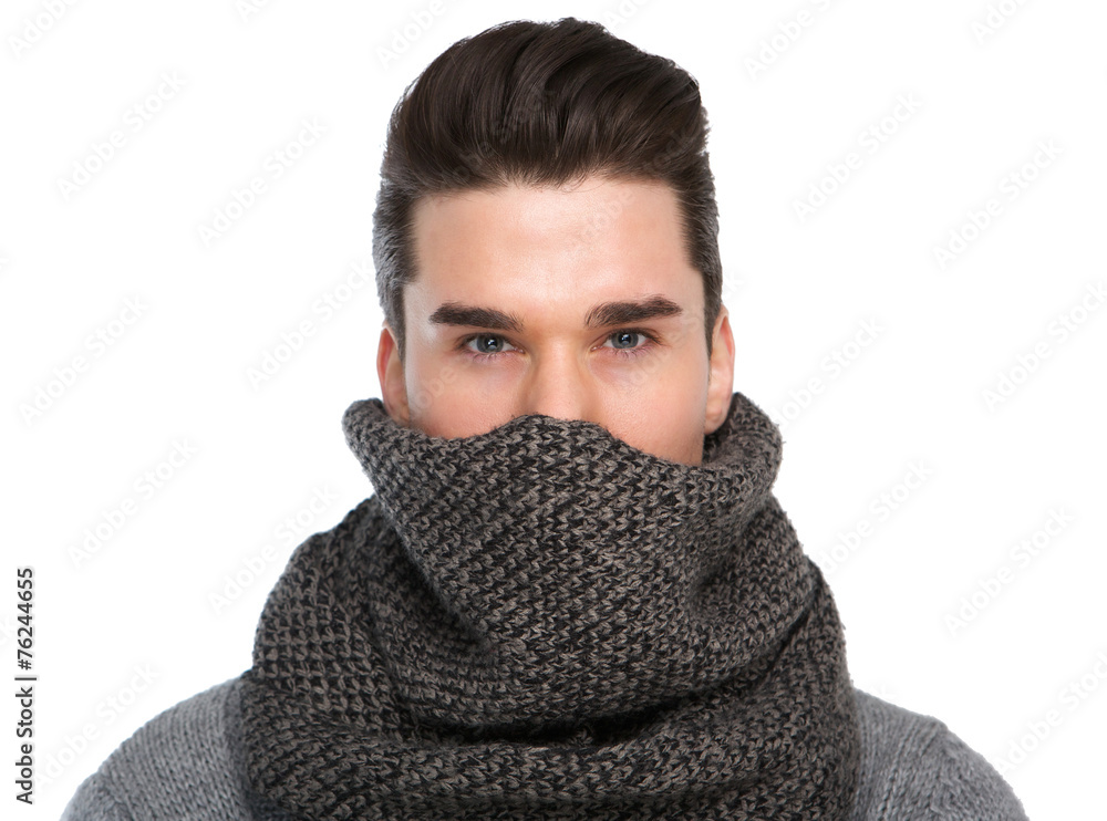 Cool guy with gray scarf covering face