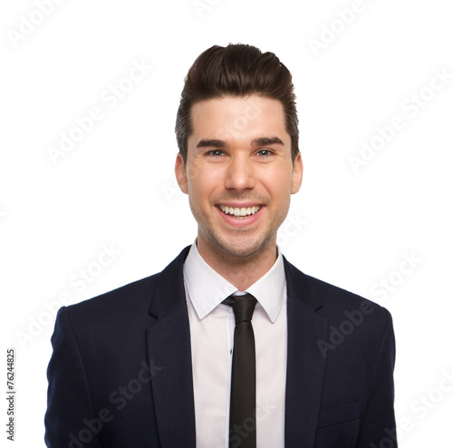 Close up portrait of a smiling young business man