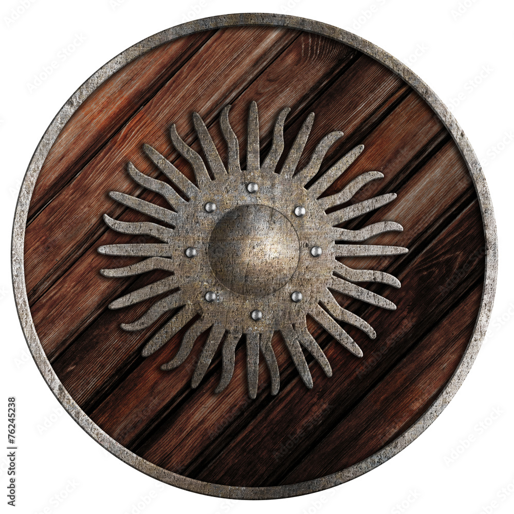 old wooden medieval shield isolated