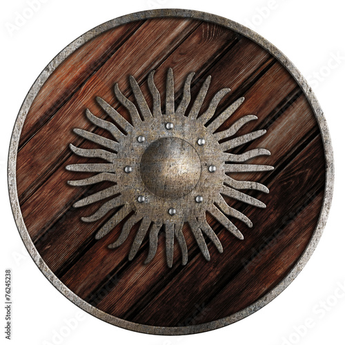 old wooden medieval shield isolated
