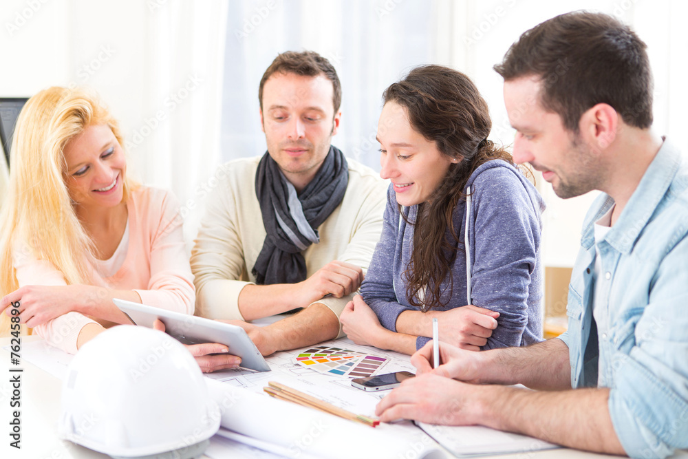Architect students having a meeting at school Architect students having a meeting at school