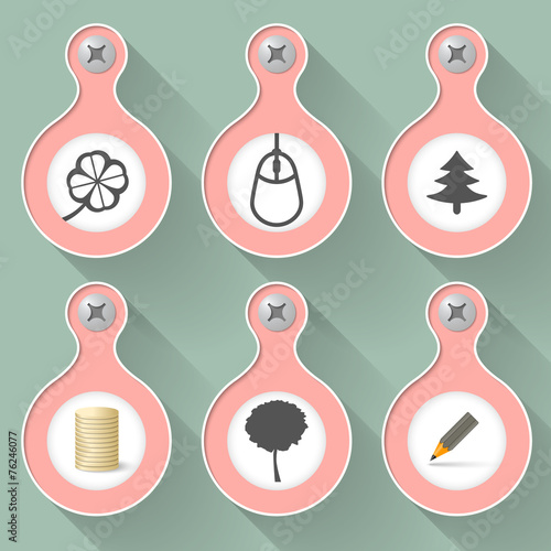 Set of six vector objects with icons