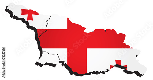 Vector Georgia administrative map with flag