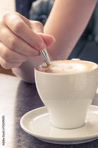 Wallpaper Mural Morning coffee. Cup of Cappuccino in Cafe Torontodigital.ca
