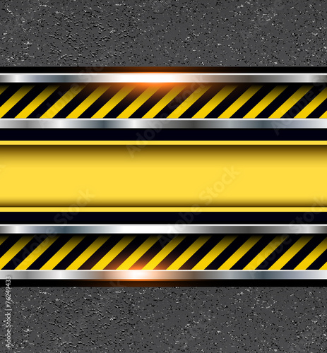 Background with warning stripes on vector asphalt texture