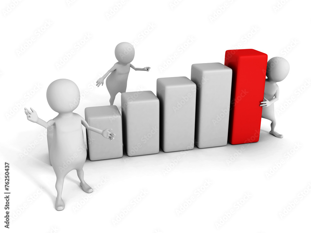 white 3d team with growing bar chart diagram white 3d team with growing bar chart diagram