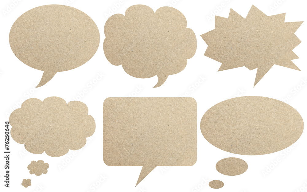 Paper textured speech bubbles Paper textured speech bubbles