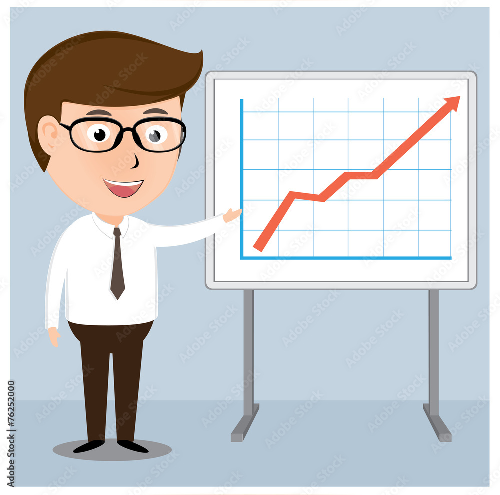 Businessman presentation Growth Chart board Businessman presentation Growth Chart board