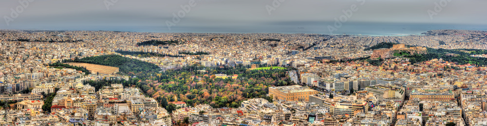 Panorama of the historic center of Athens, Greece