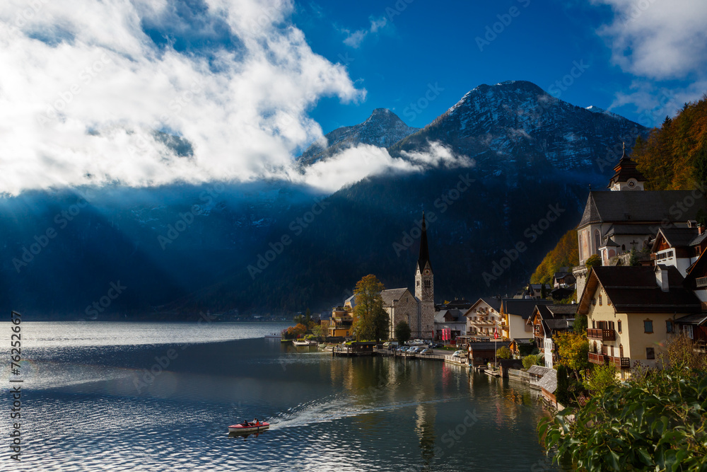View of the lake and the city of Hallstatt