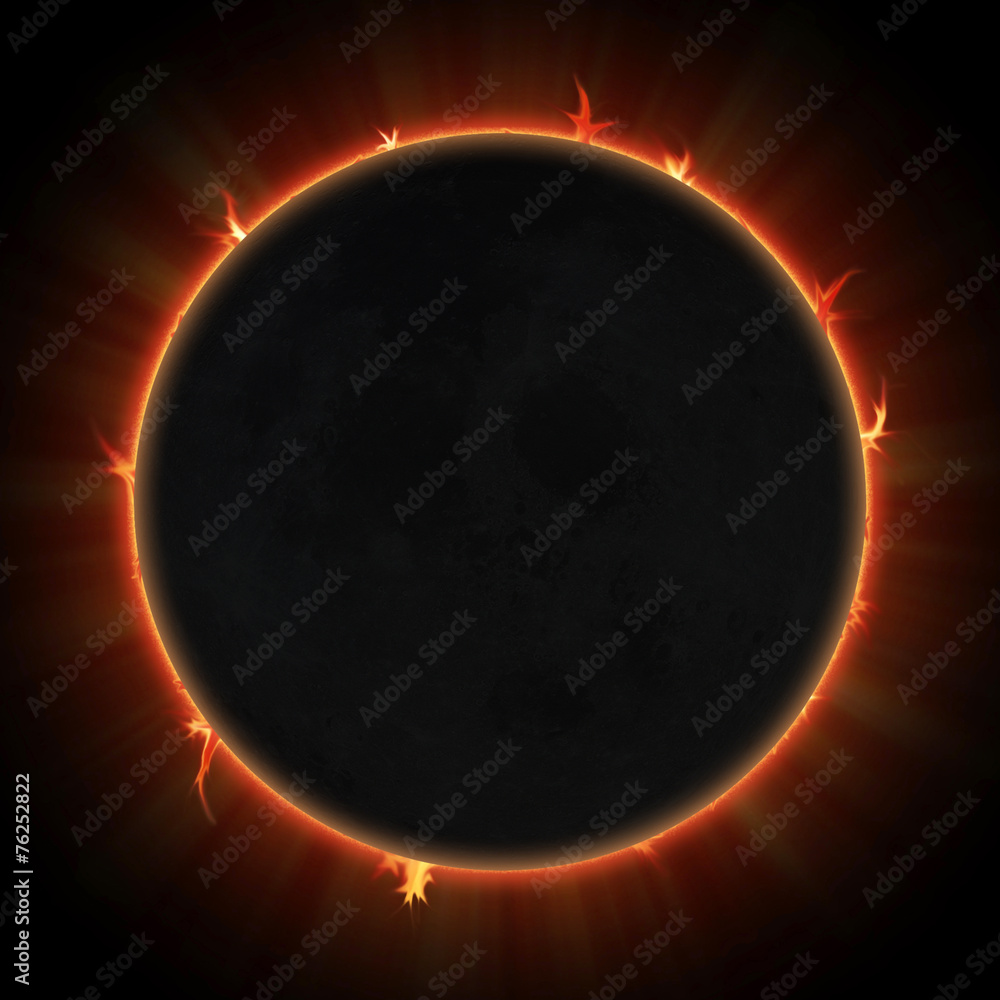 Naklejka premium Solar eclipse. Black moon over sun.