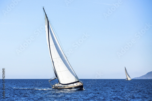 Sailing boat in the sea. Luxury Yachts.