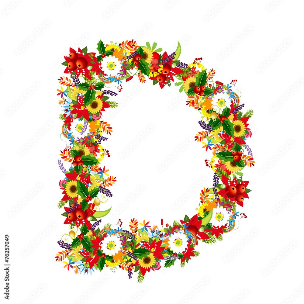 Floral letter D for your design