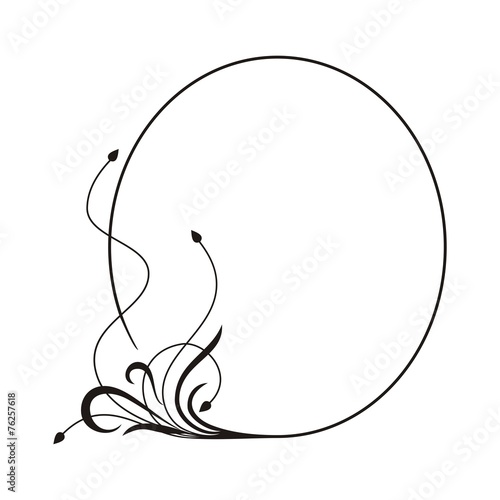 oval decorative frame with floral ornament