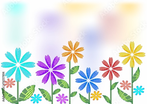Spring background with futuristic flowers