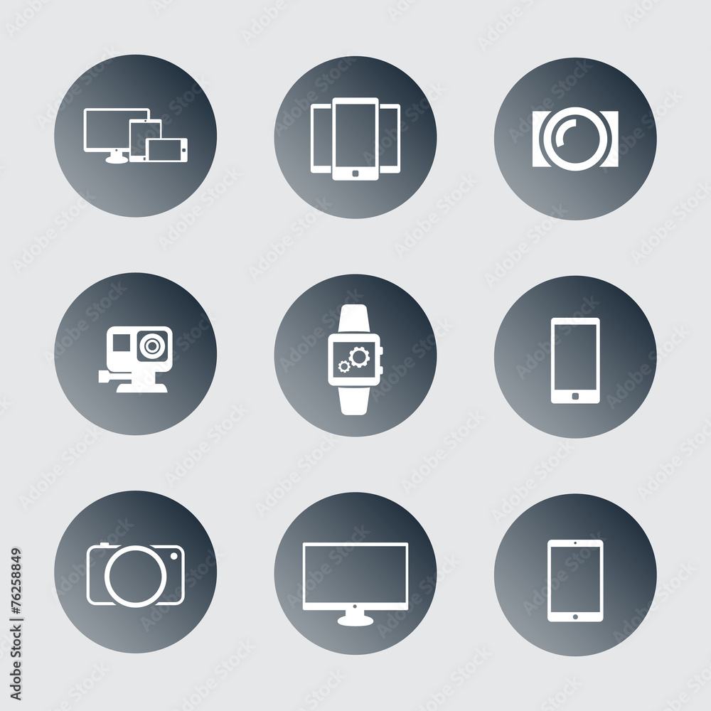 gadgets trendy round icons vector illustration, eps10