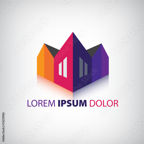 vector 3d houses icon, logo isolated