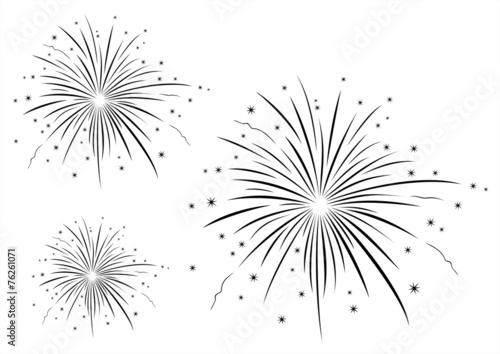 Vector illustration of fireworks black and white