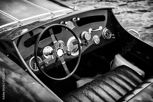 Wooden Motor Boat Dashboard - Black and White