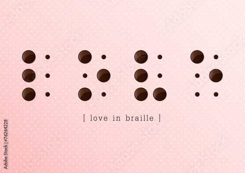 Love in braille alphabet on pink background, Vector,