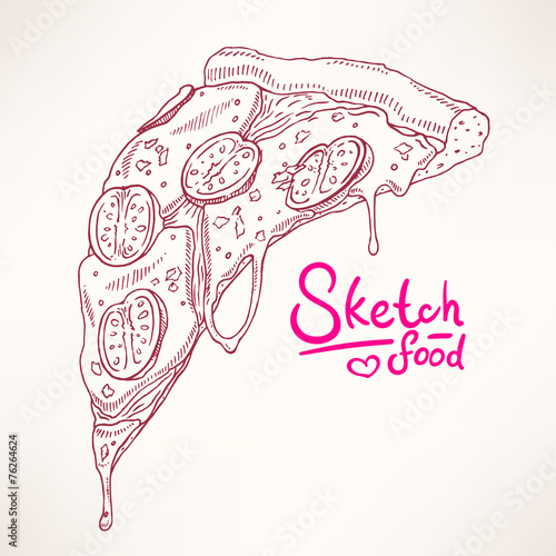 sketch slice of pizza Margherita