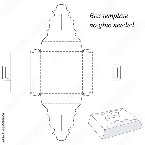 Box template with handle, no glue needed