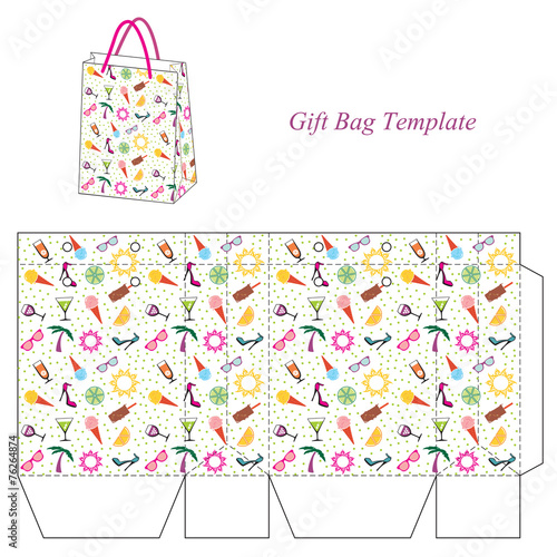 Bag template with seamless summer pattern