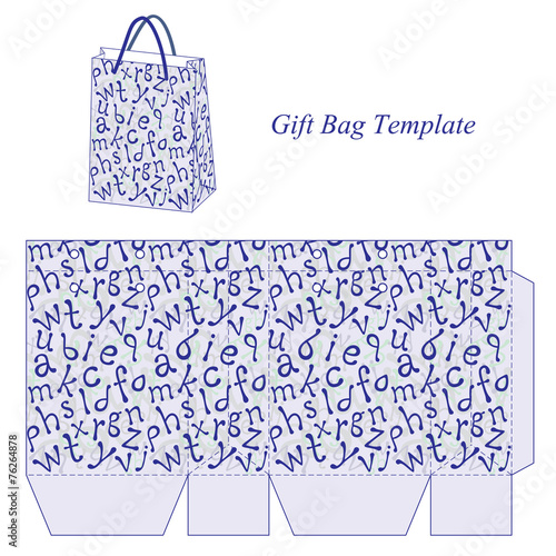 Bag template with alphabet pattern