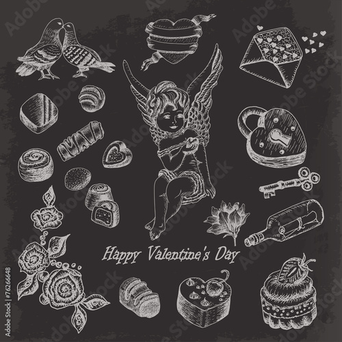 Vector set of hand drawn valentine's day collection