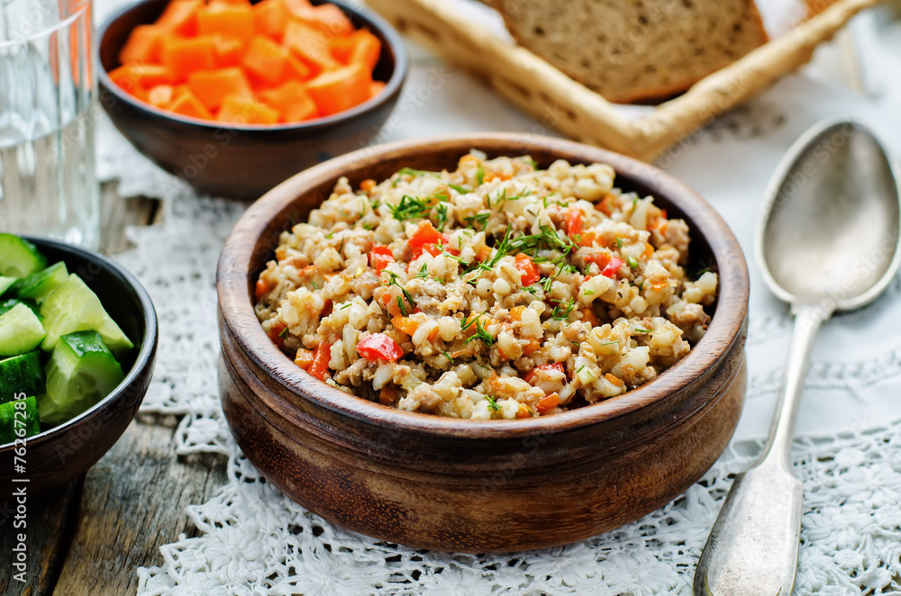 barley porridge with meat and vegetables barley porridge with meat and vegetables