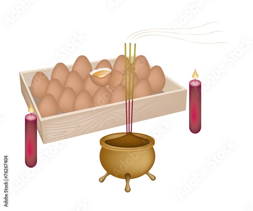 Stack of Cooked Eggs for New Year Worship