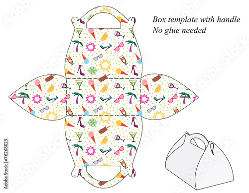 Box with handle, seamless summer pattern