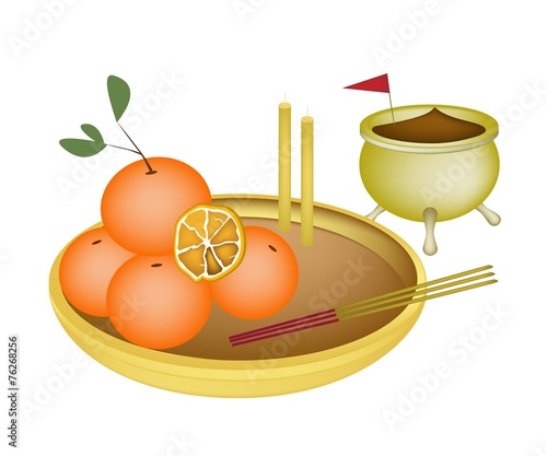 Golden Orange Fruits for New Year Worship