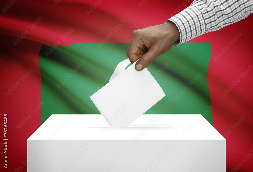 Ballot box with national flag on background - Maldives Ballot box with national flag on background - Maldives