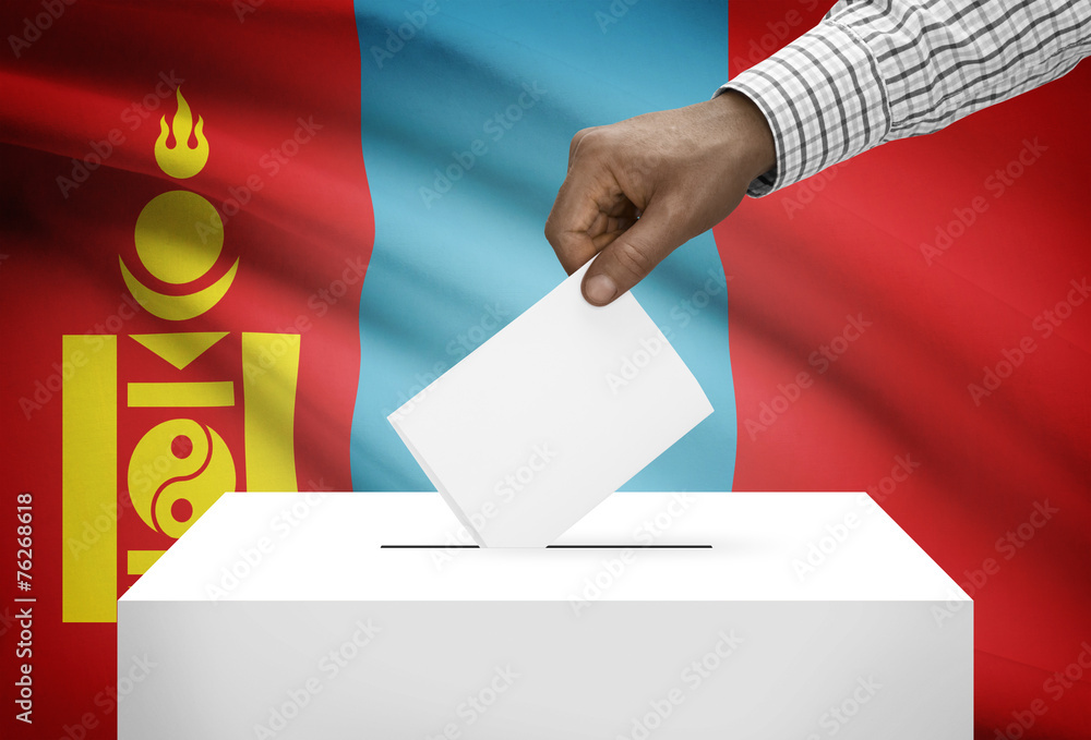 Ballot box with national flag on background - Mongolia Ballot box with national flag on background - Mongolia