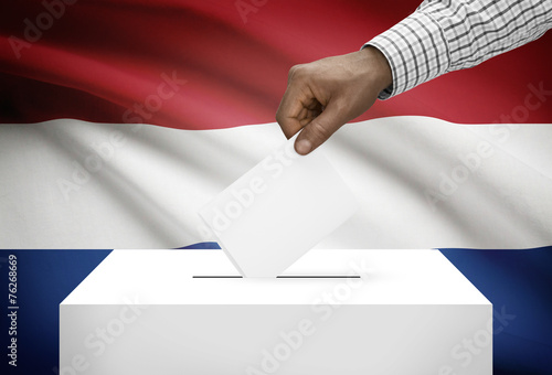 Ballot box with national flag on background - Netherlands