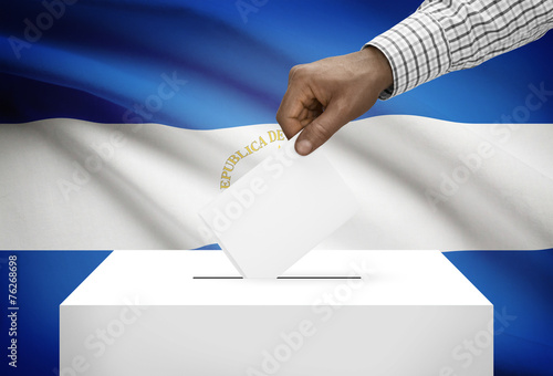 Ballot box with national flag on background - Nicaragua