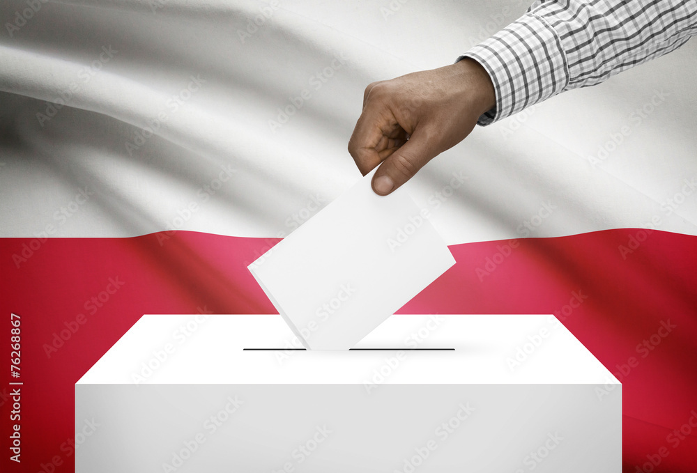 Ballot box with national flag on background - Poland Ballot box with national flag on background - Poland