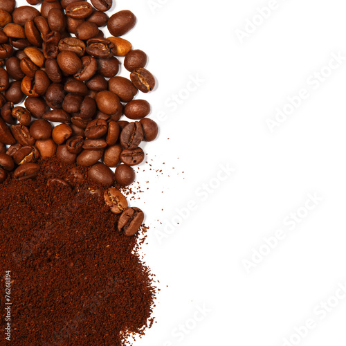 Ground coffee and beans