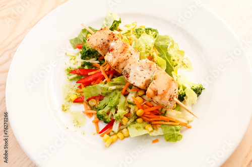 chicken kebab with vegetables