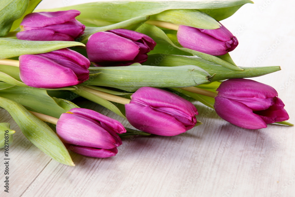 Tulips on wooden table composition Tulips on wooden table composition